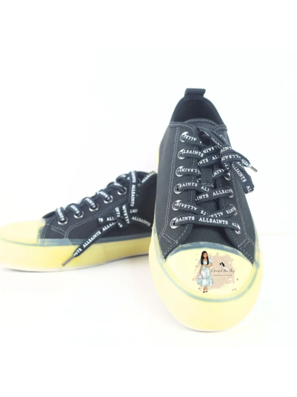 All Saints Jaxon Low Top Canvas Men Sneakers Black Size 9- 0126